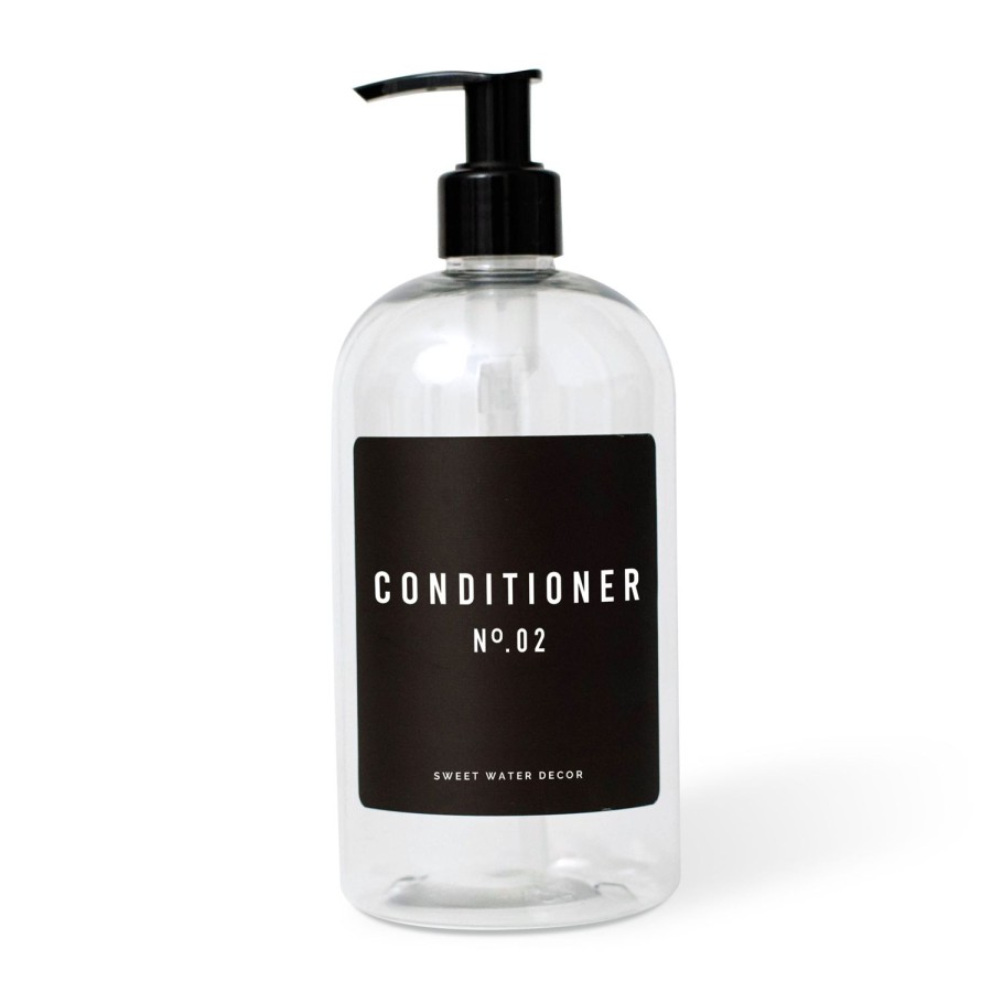 Seifenspender SWEET WATER DECOR | 16-Unzen-Conditioner-Spender Aus Durchsichtigem Kunststoff Schwarzes Etikett