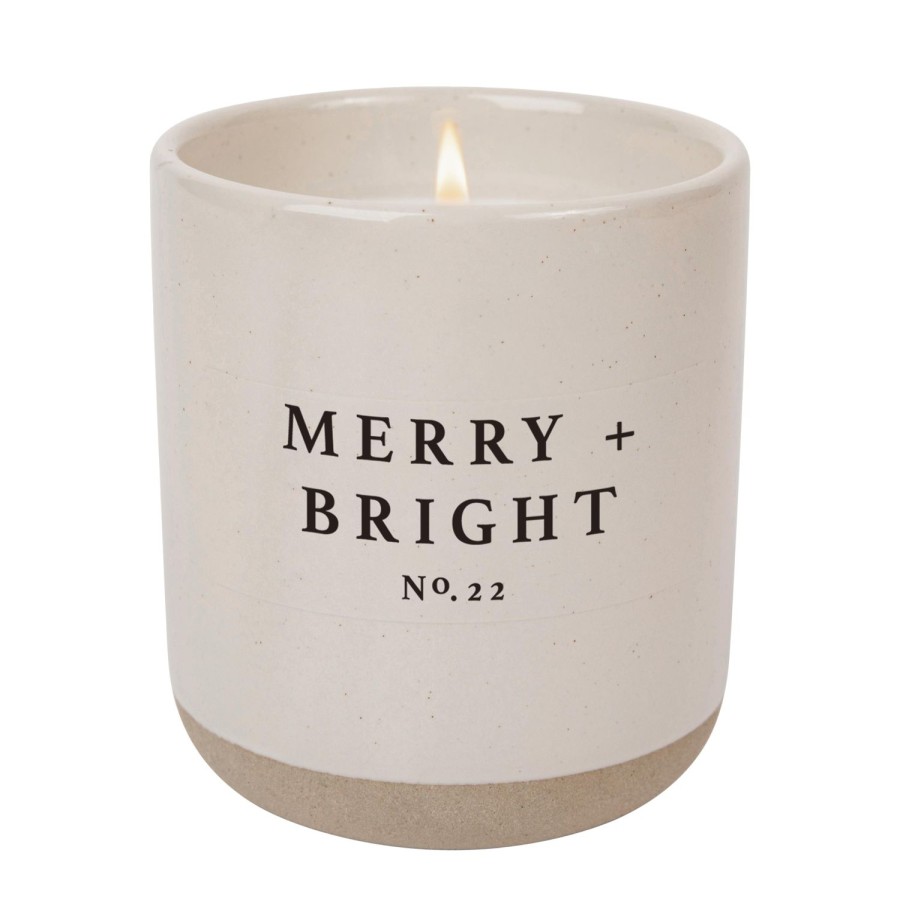 Kerzen Und Duftstabchen SWEET WATER DECOR | Merry + Bright Sojakerze Cremefarbenes Steingutglas 12 Oz