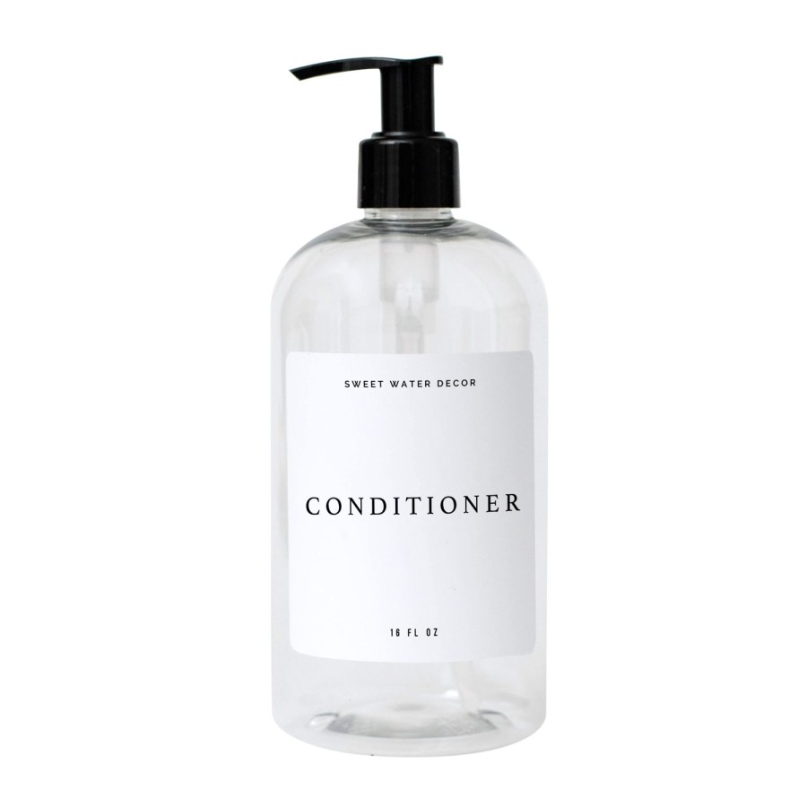 Seifenspender SWEET WATER DECOR | 16-Unzen-Conditioner-Spender Aus Durchsichtigem Kunststoff Weises Textetikett